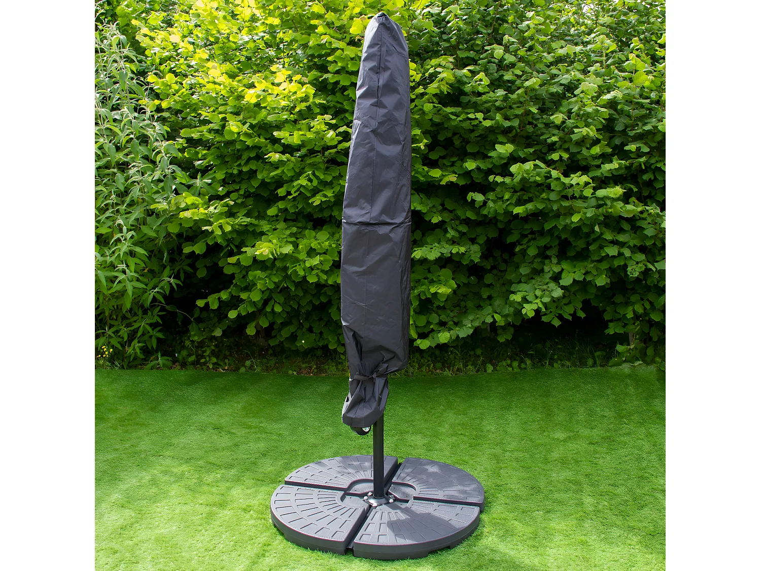 Ombrellone da Giardino Decentrato 3m con LED - Base Tonda - Verde
