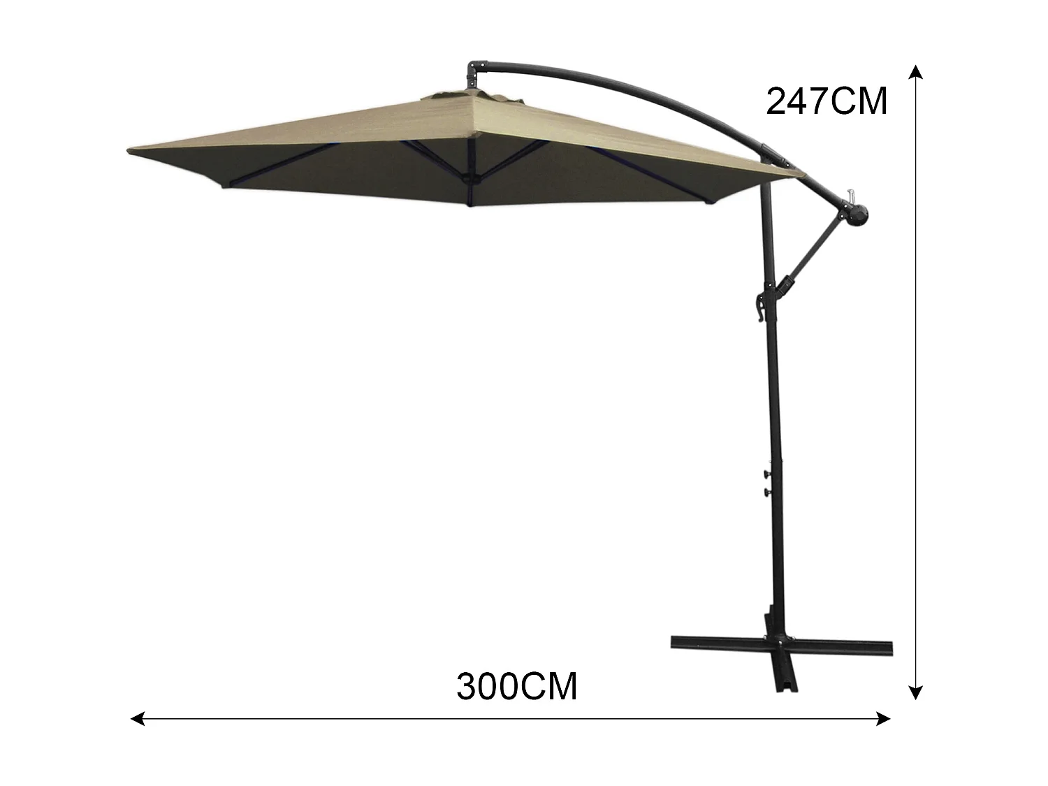 Parasol Cantilever Beige & Base Carrée