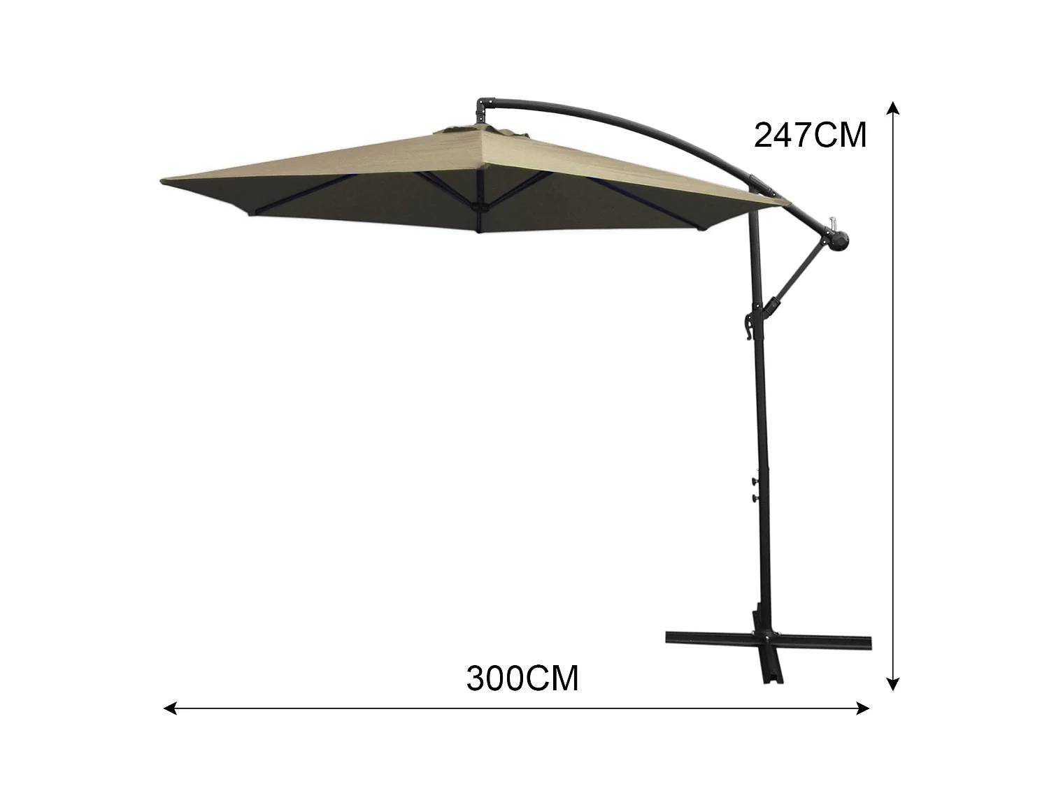 Beige Cantilever Parasol & Square Base