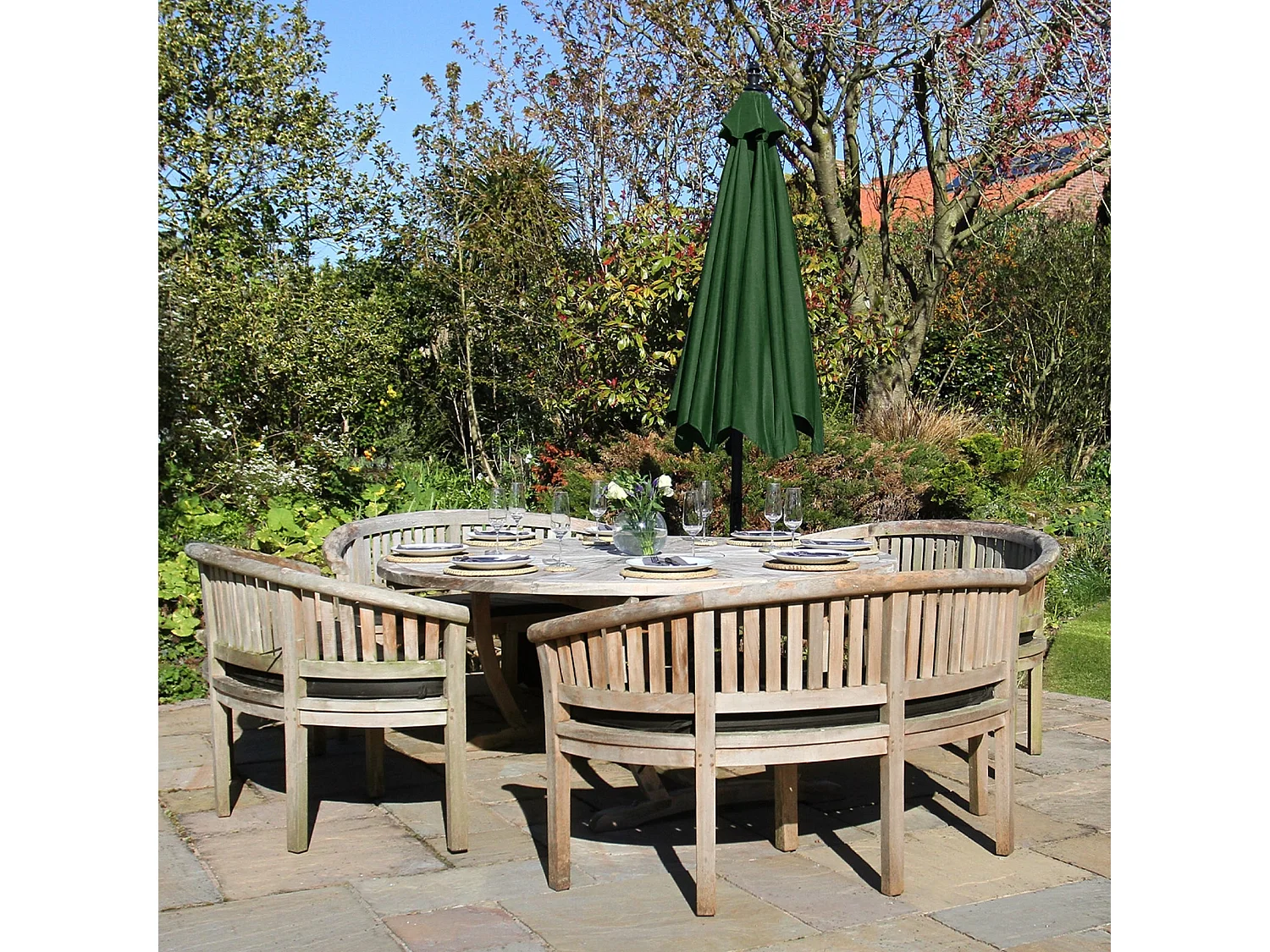 Zweefparasol + Waaiervormige basis - Groen