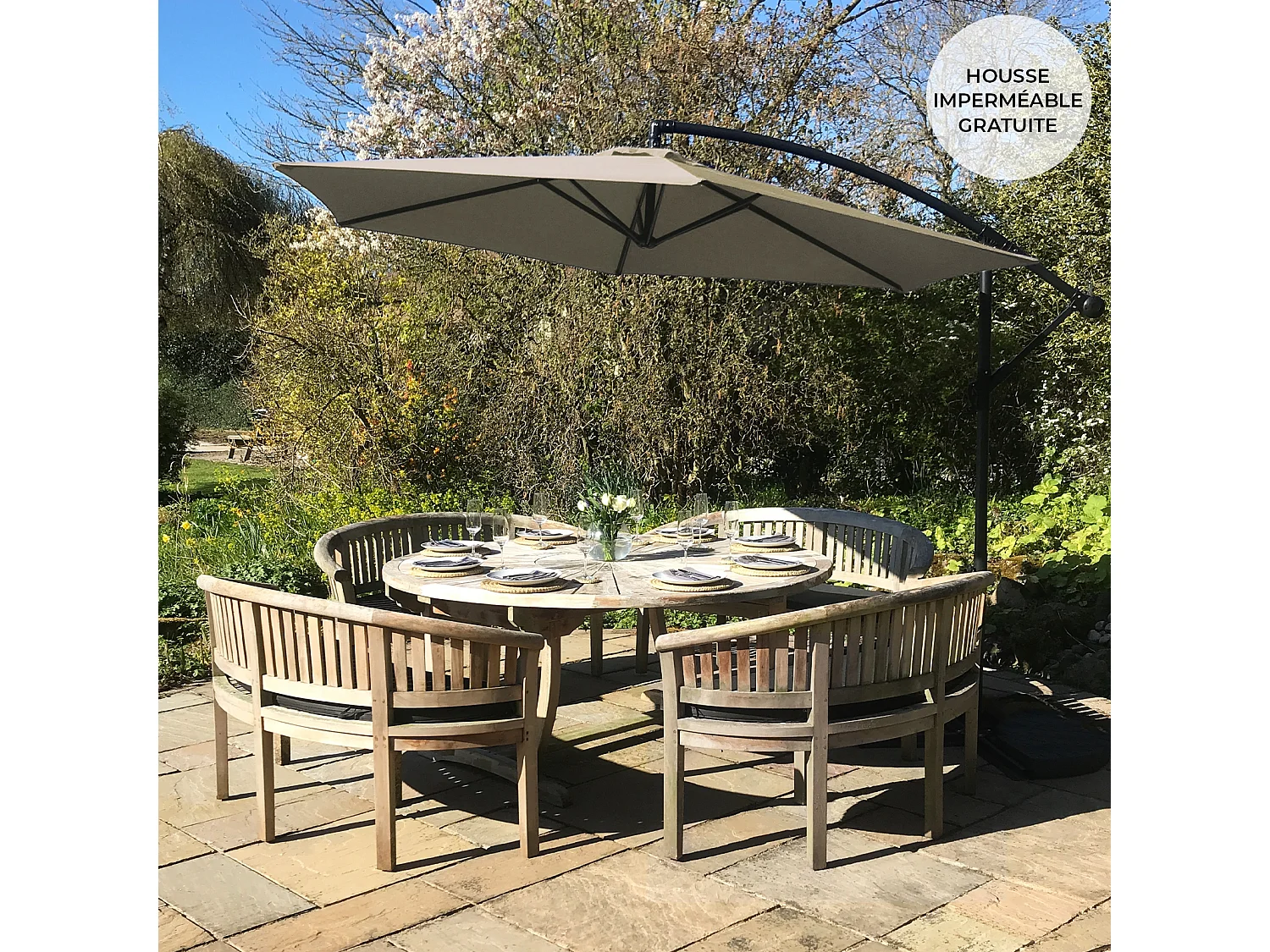 Beige Cantilever Parasol