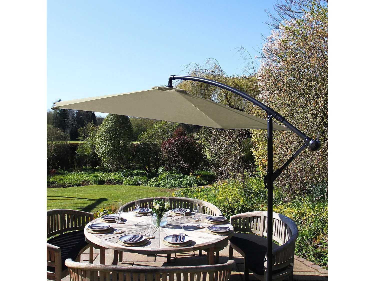 Beige Cantilever Parasol