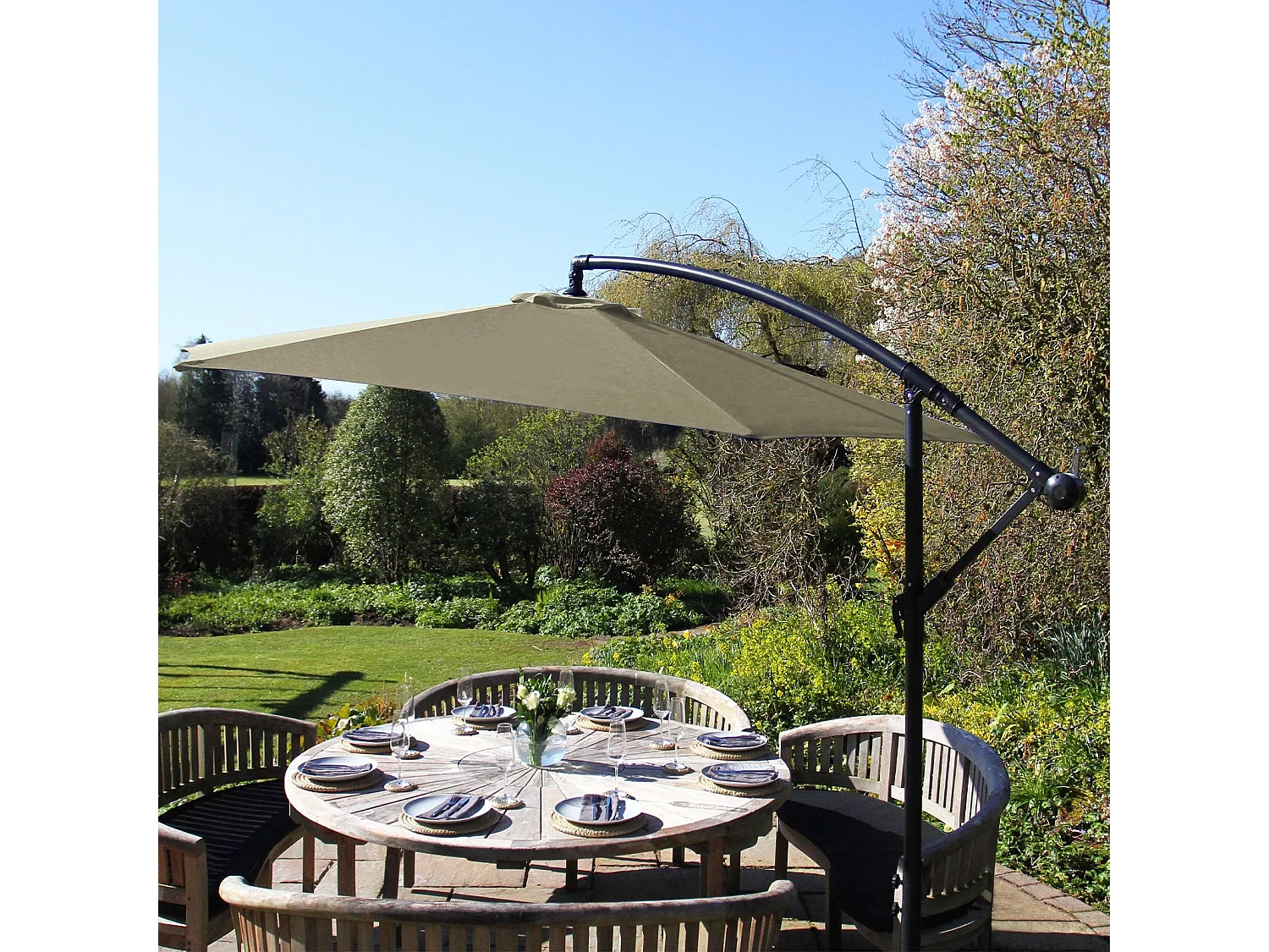 Beige Cantilever Parasol