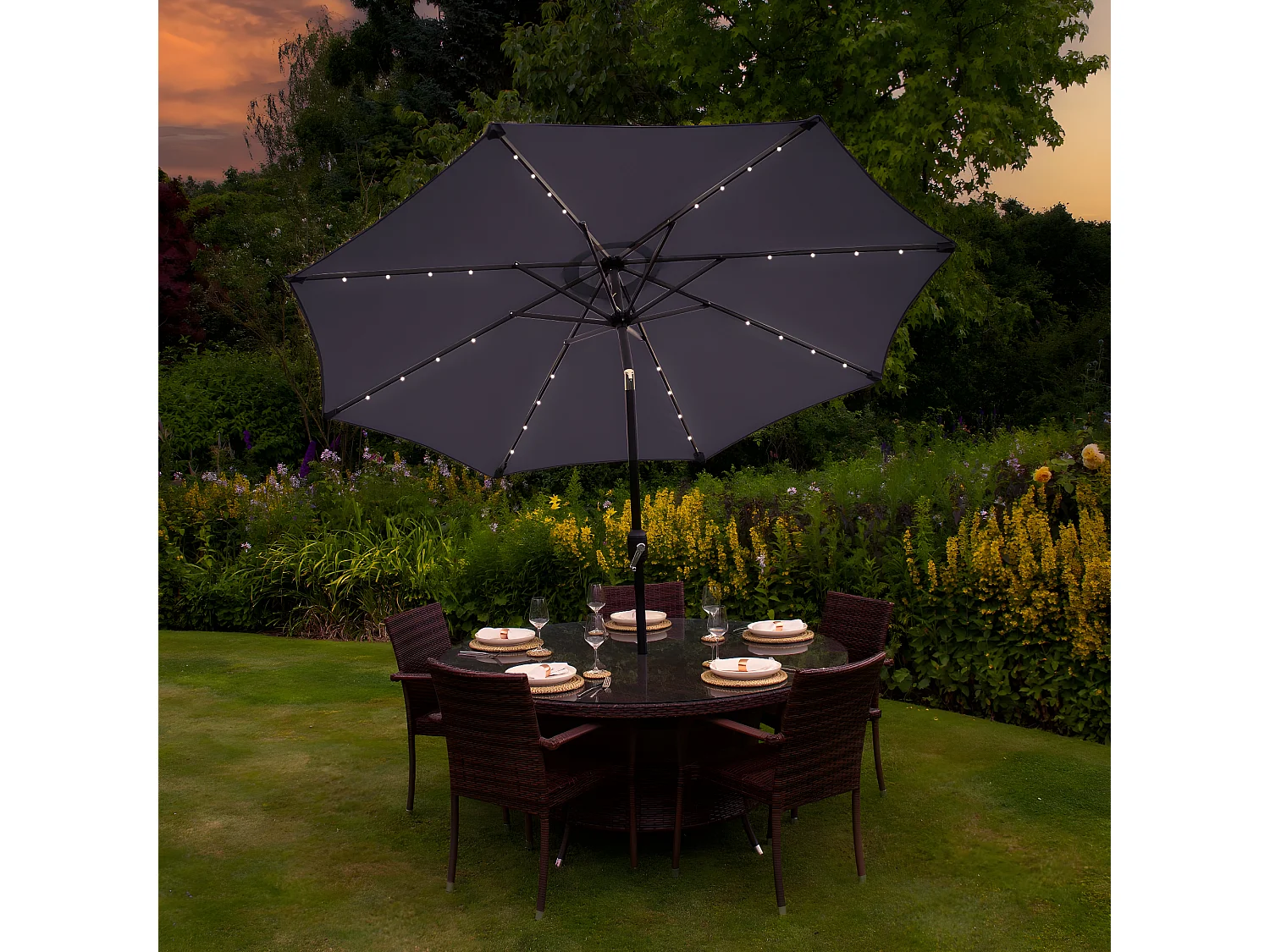 LED Parasol met Kantelfuntie 270 cm - Grijs