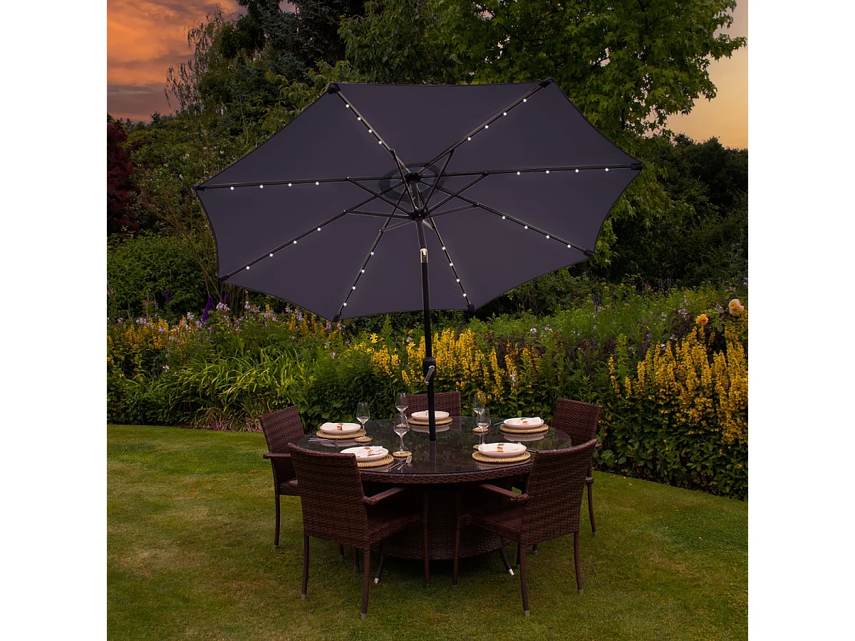 Grey 2.7m LED Tilt Parasol