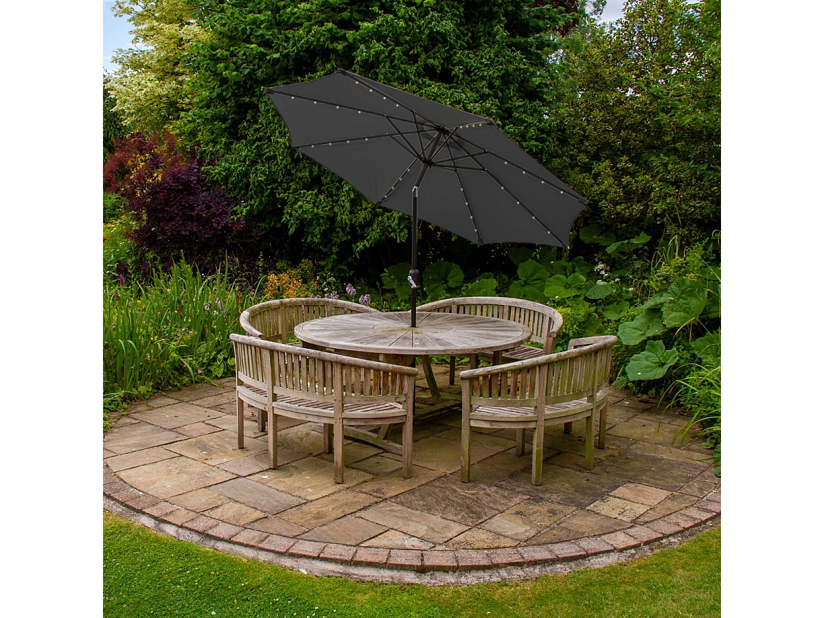 Grey 2.7m LED Tilt Parasol