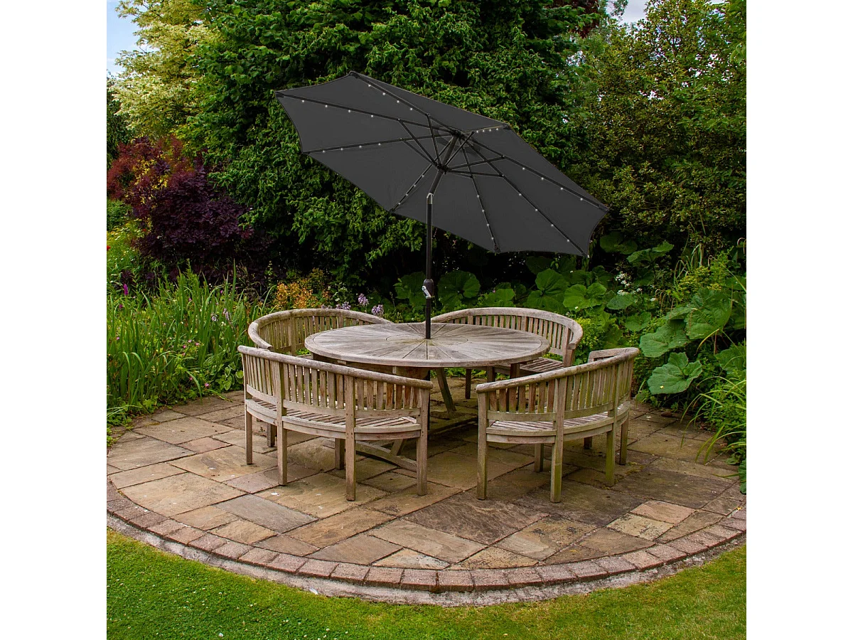 Grey 2.7m LED Tilt Parasol