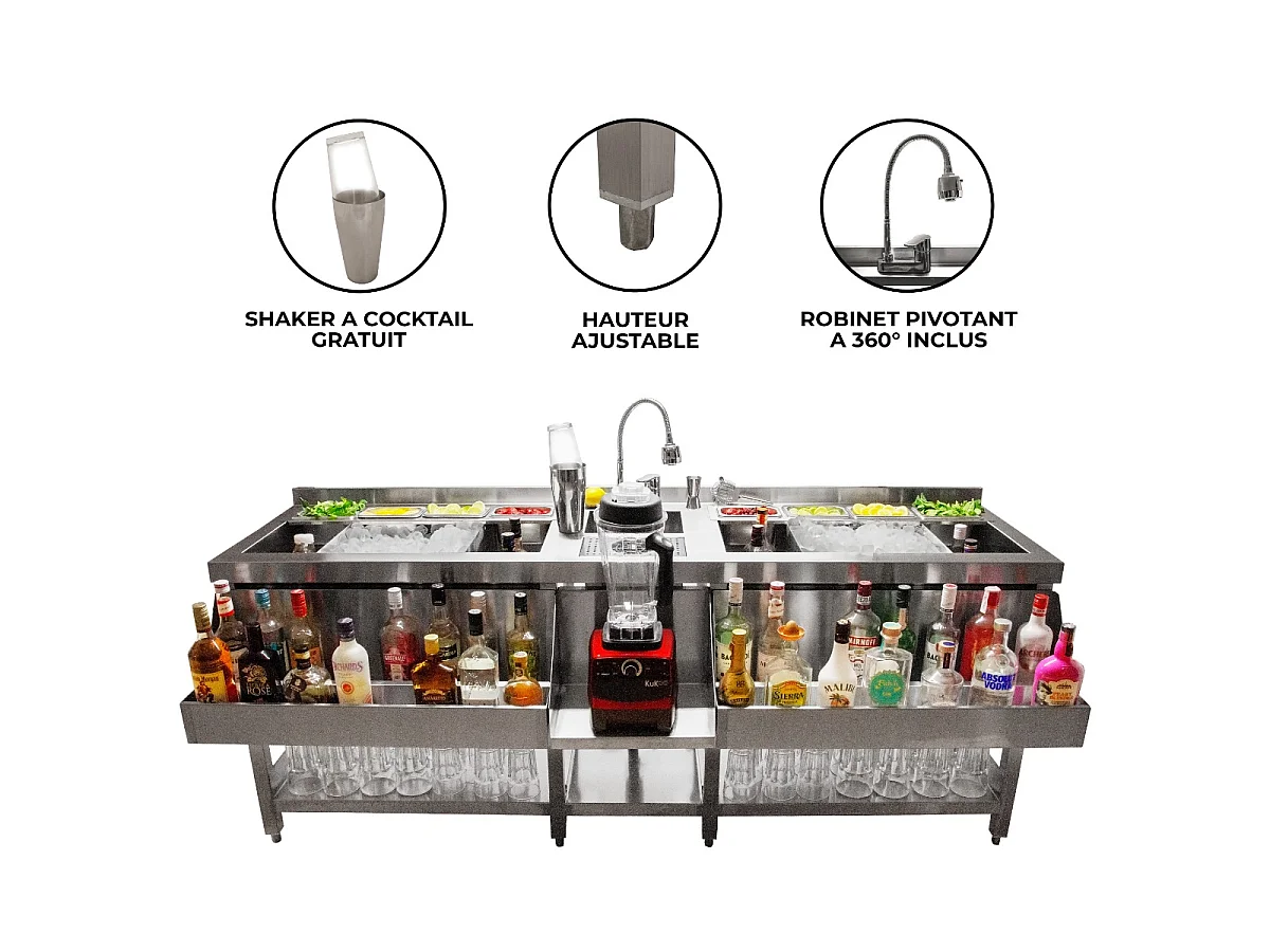 KuKoo Dubbele Bar Station Cocktail - Vrijstaand RVS