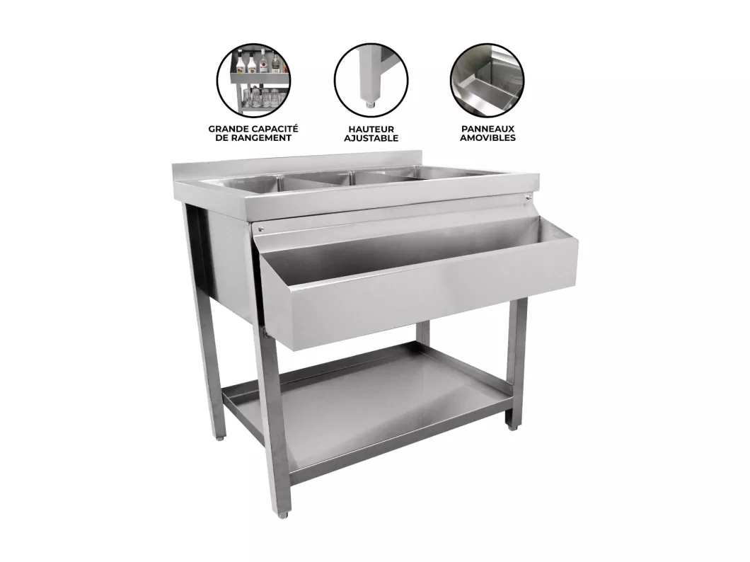 Kauf Unique KuKoo Gastro Edelstahl Cocktail Station Barmixertheke Bar Theke mit Eisbehälter 85cm (H) x 55cm (L) x 85cm (B)