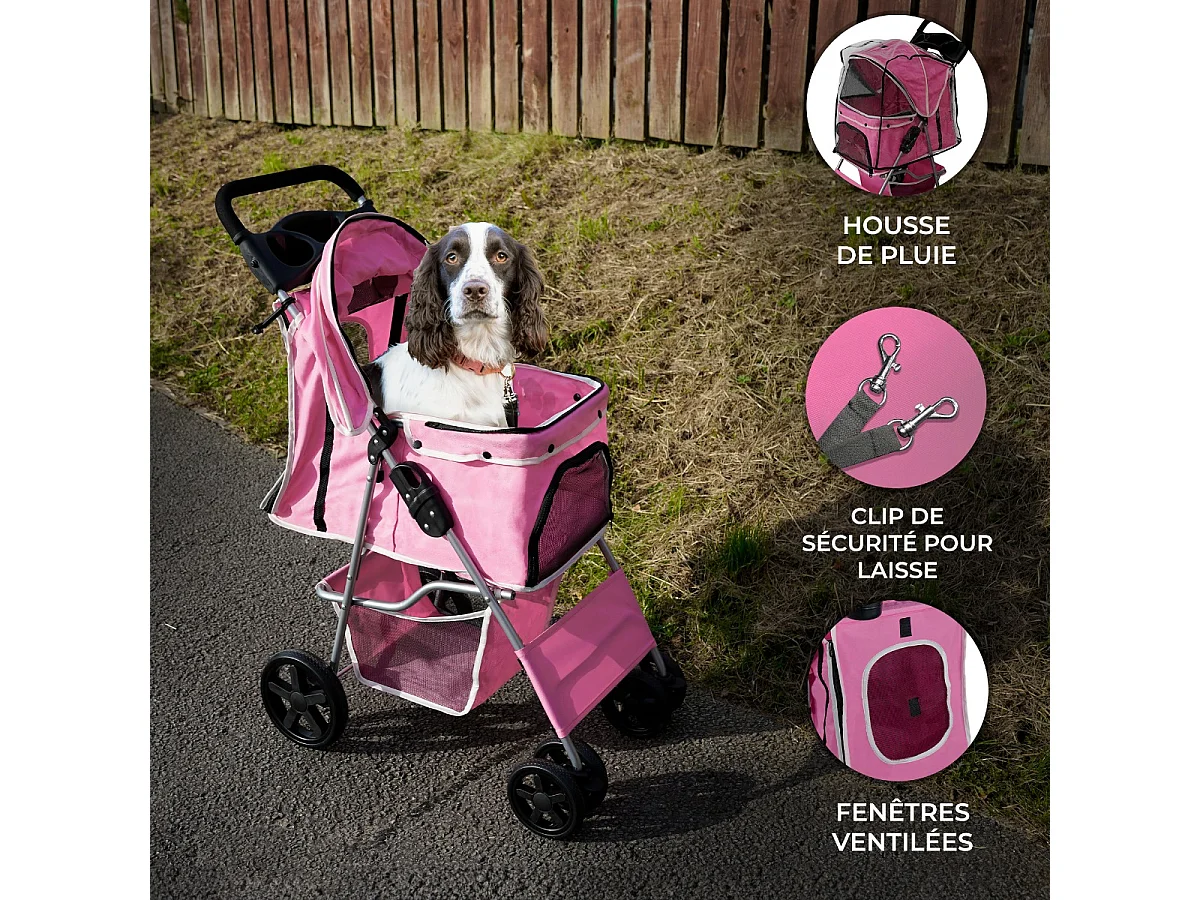 Hondenbuggy met Regenhoes - Roze