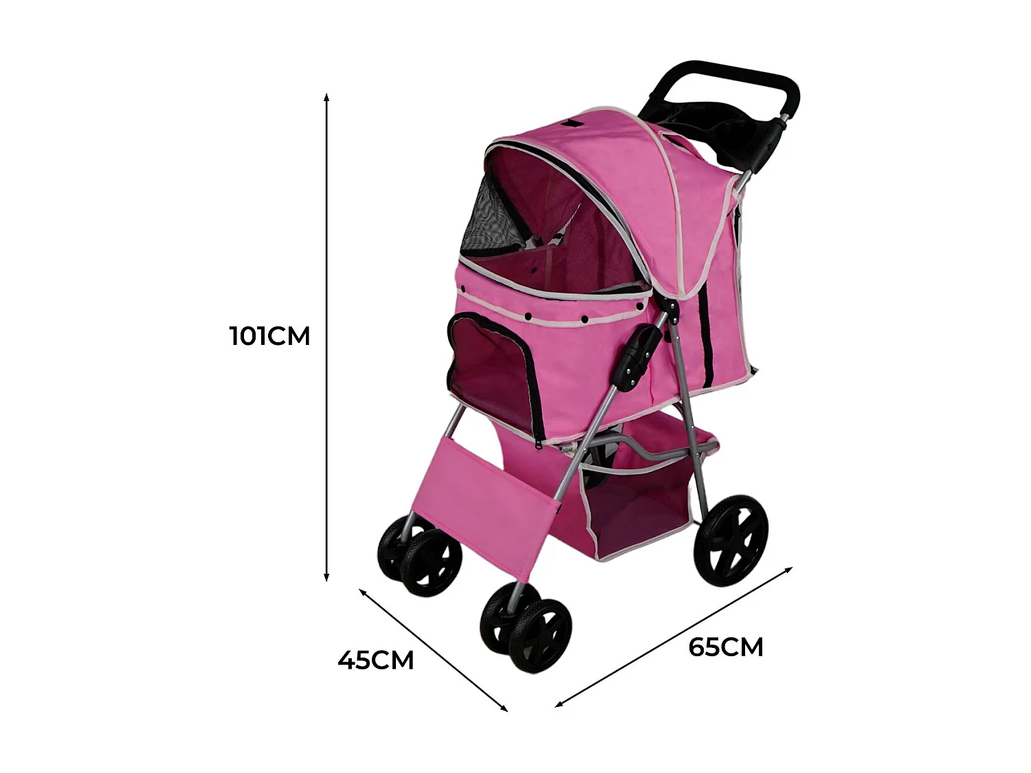 Hondenbuggy met Regenhoes - Roze