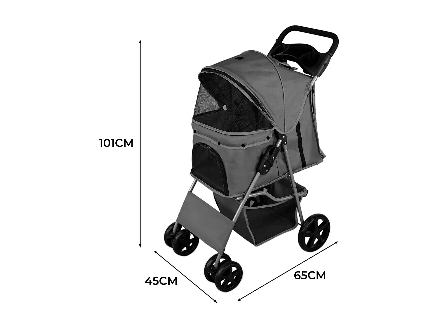 Poussette pour Animal de Compagnie – Grise
