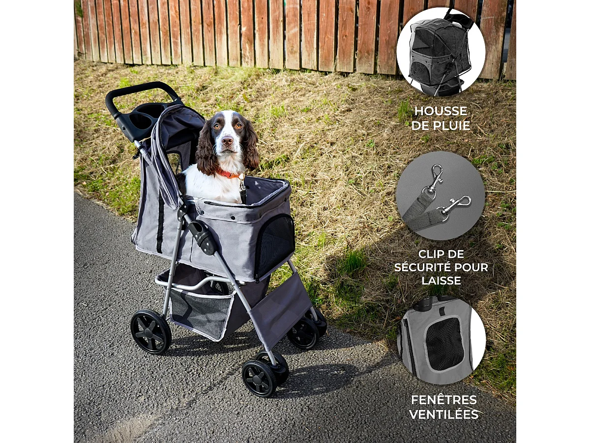 Poussette pour Animal de Compagnie – Grise
