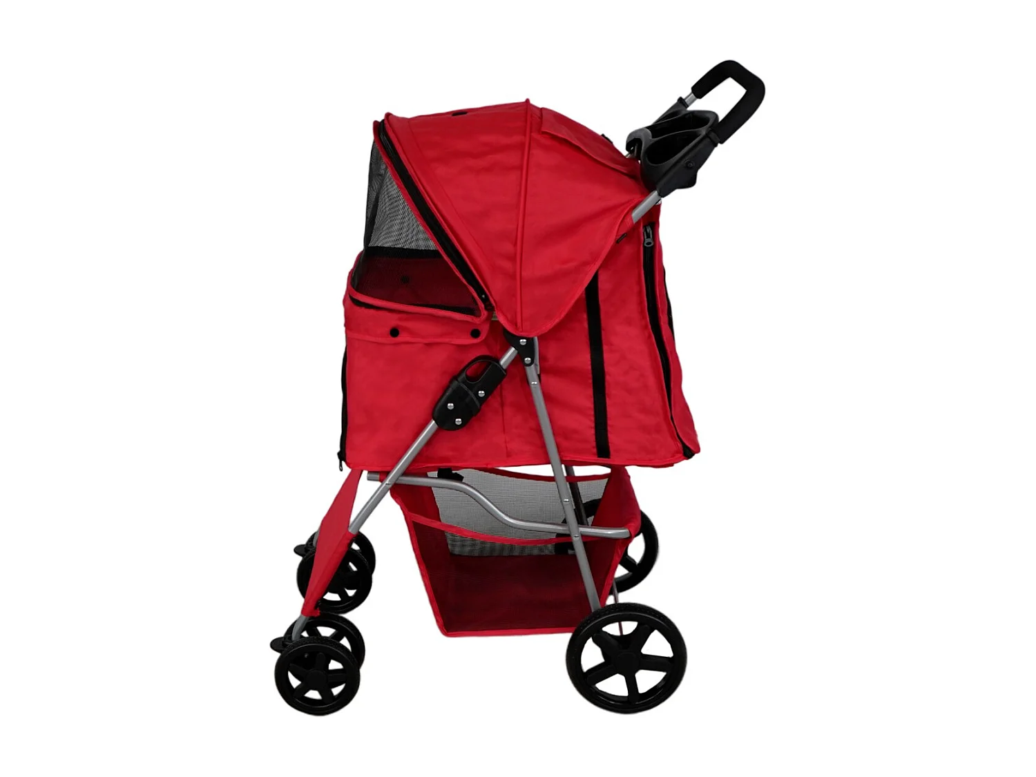 Hondenbuggy met Regenhoes - Rood