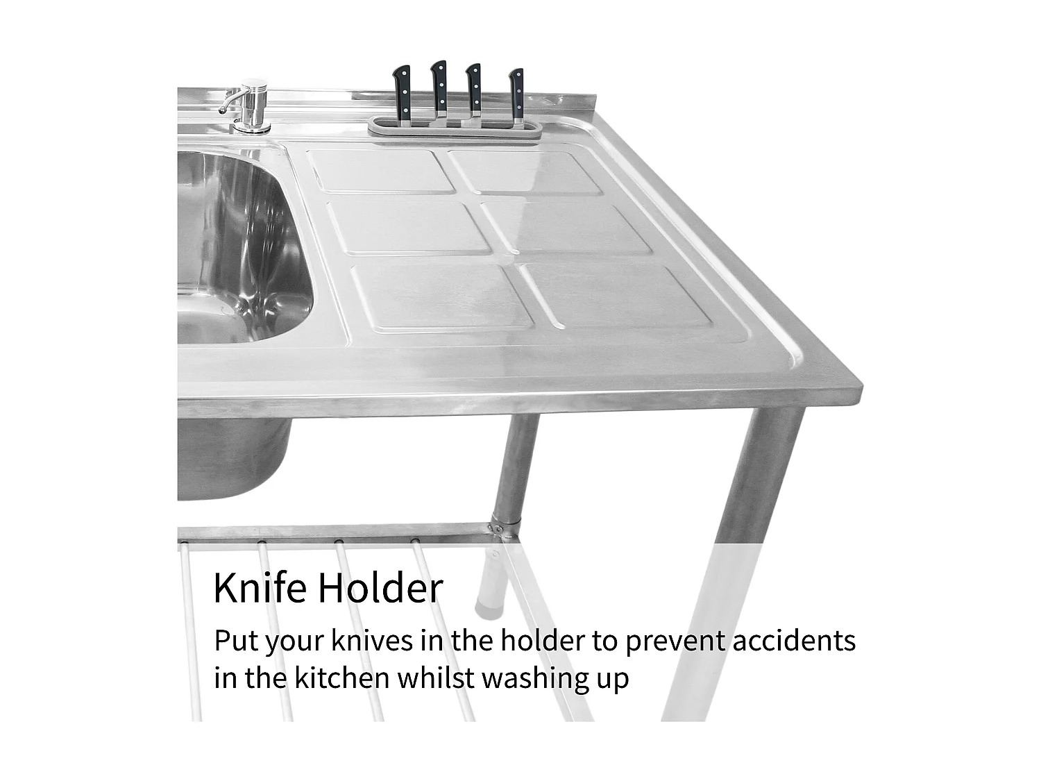 Kukoo Spültisch Gastrospüle Abwaschbecken Spüle Abtropffläche Rechts 79cm (H) x 120cm (B) Gratis Zubehör