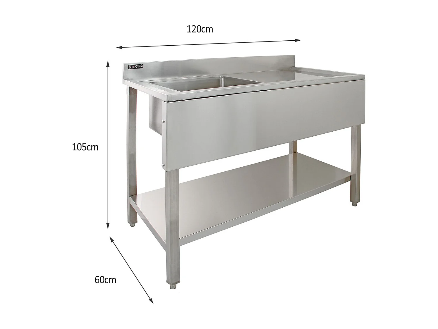 KuKoo Professionele Catering Spoeltafel - RVS - Rechter Afdruipvlak