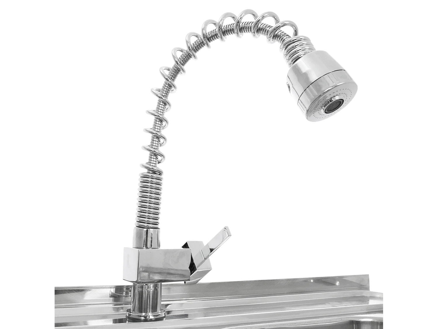 KuKoo Evier Professionnel /Plonge Inox sur Pied à Doubles Bacs – Egouttoir à gauche