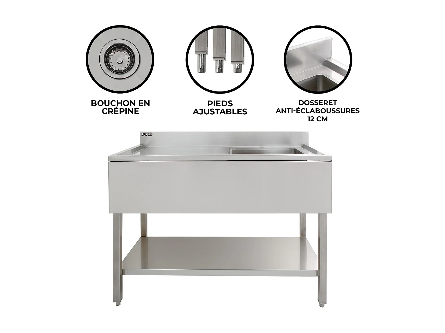 KuKoo Professionele Catering Spoeltafel - RVS - Linker Afdruipvlak