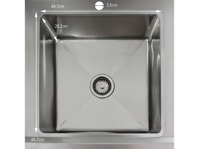 Kukoo - Fregadero Comercial de Cocina de 1 Seno de Acero Inoxidable con Escurridor a la Izquierda