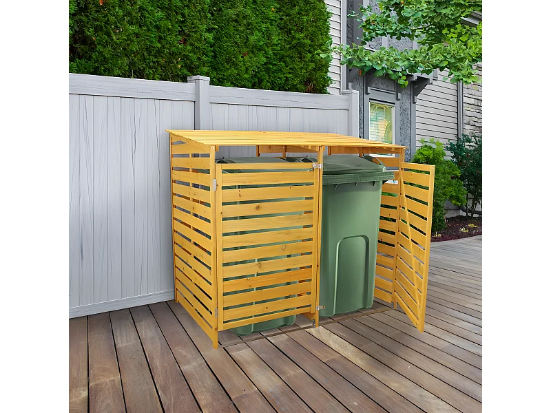 Doble Cobertizo para 2 Contenedores de Basura de 240L 149x122x92cm