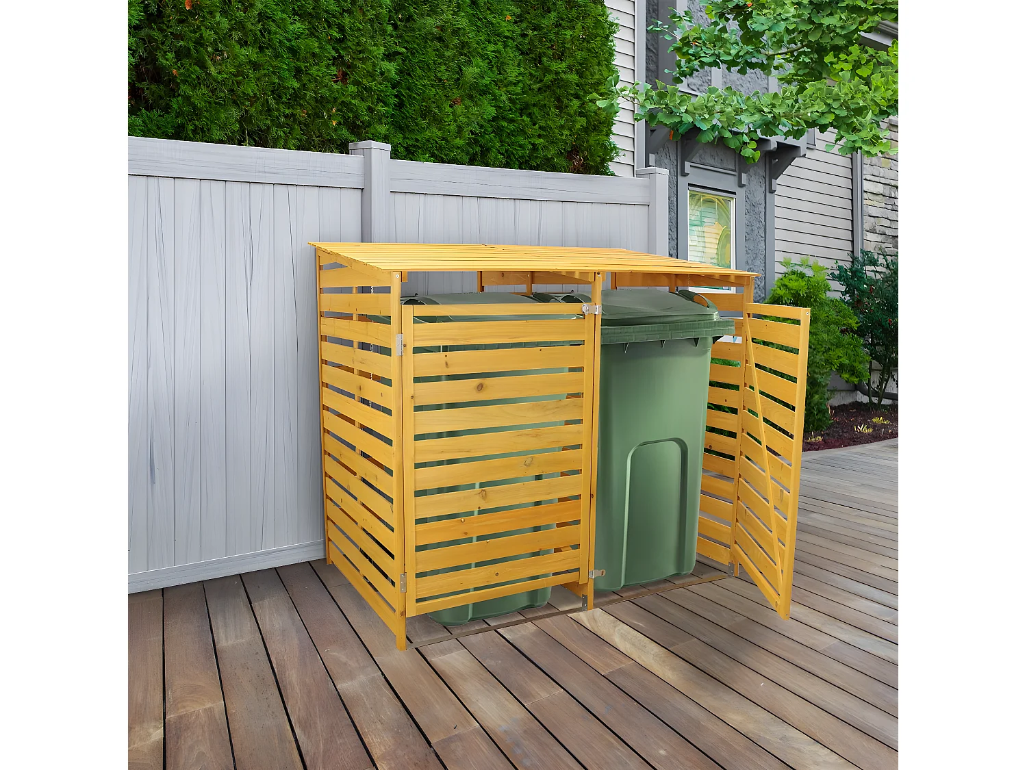 Doble Cobertizo para 2 Contenedores de Basura de 240L 149x122x92cm
