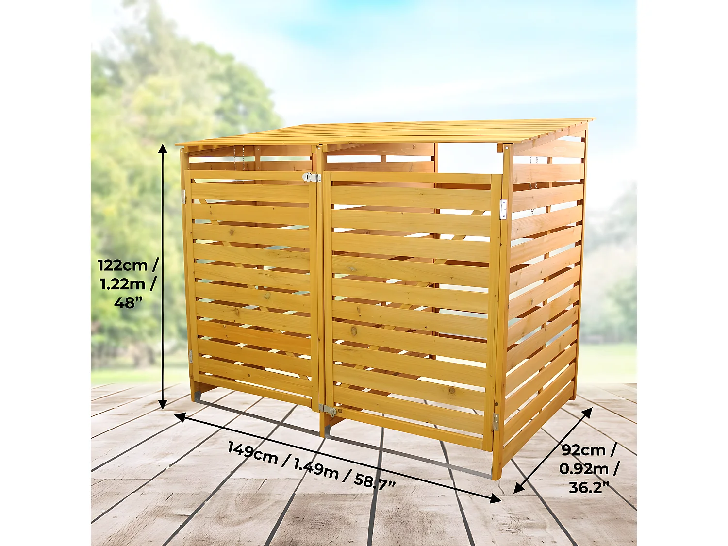 Doble Cobertizo para 2 Contenedores de Basura de 240L 149x122x92cm