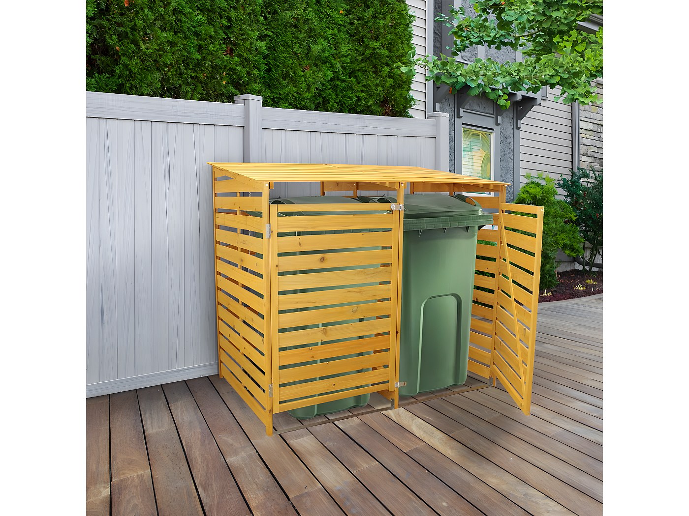 Cache Poubelle Double en Bois