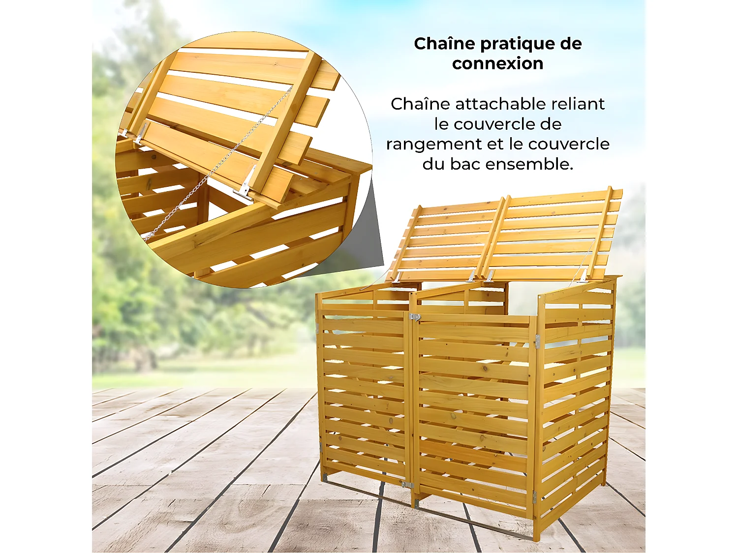 Cache Poubelle Double en Bois