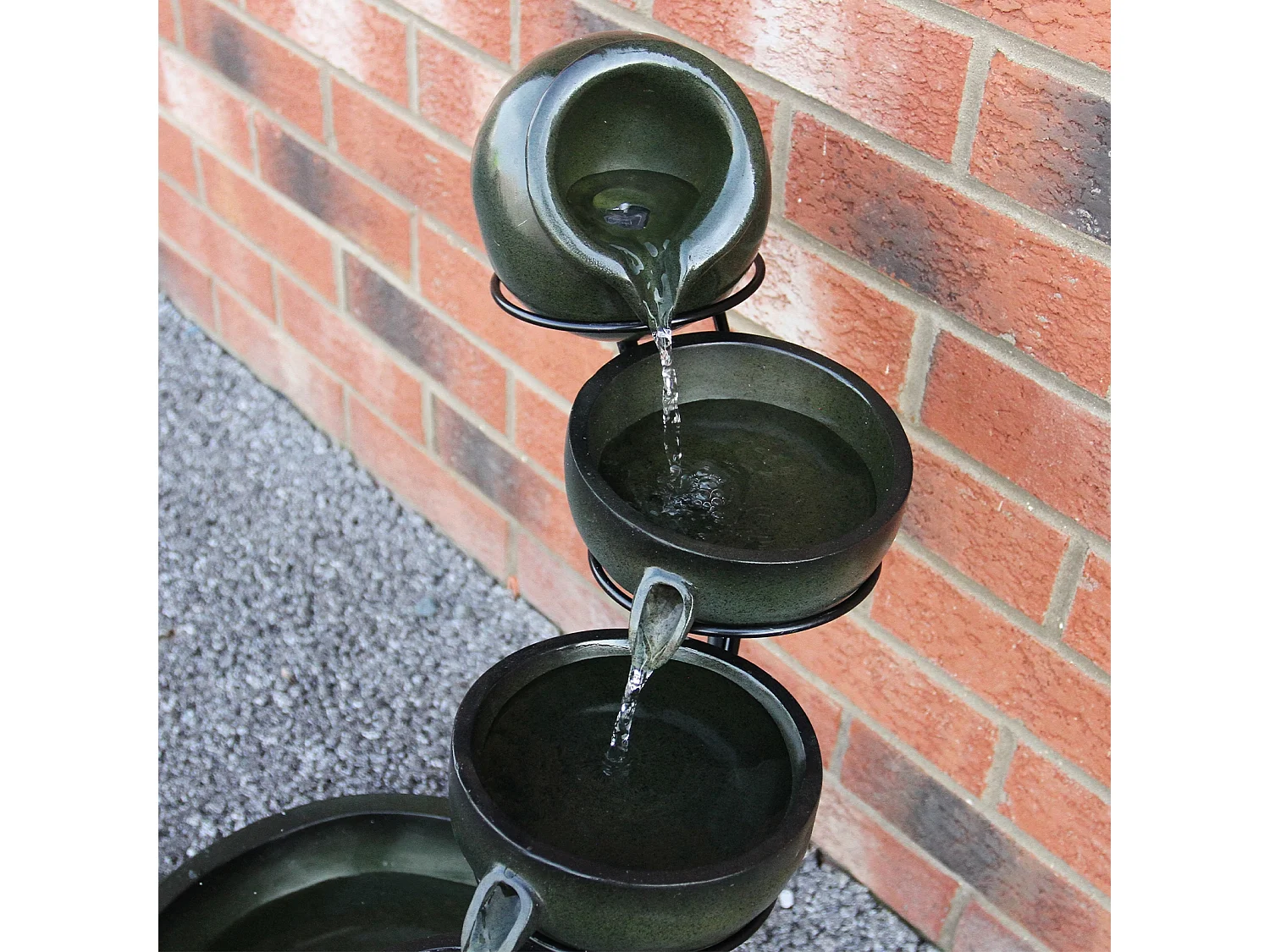 Fontaine Énergie Solaireà 4 Niveaux de Bols Renversants Vert