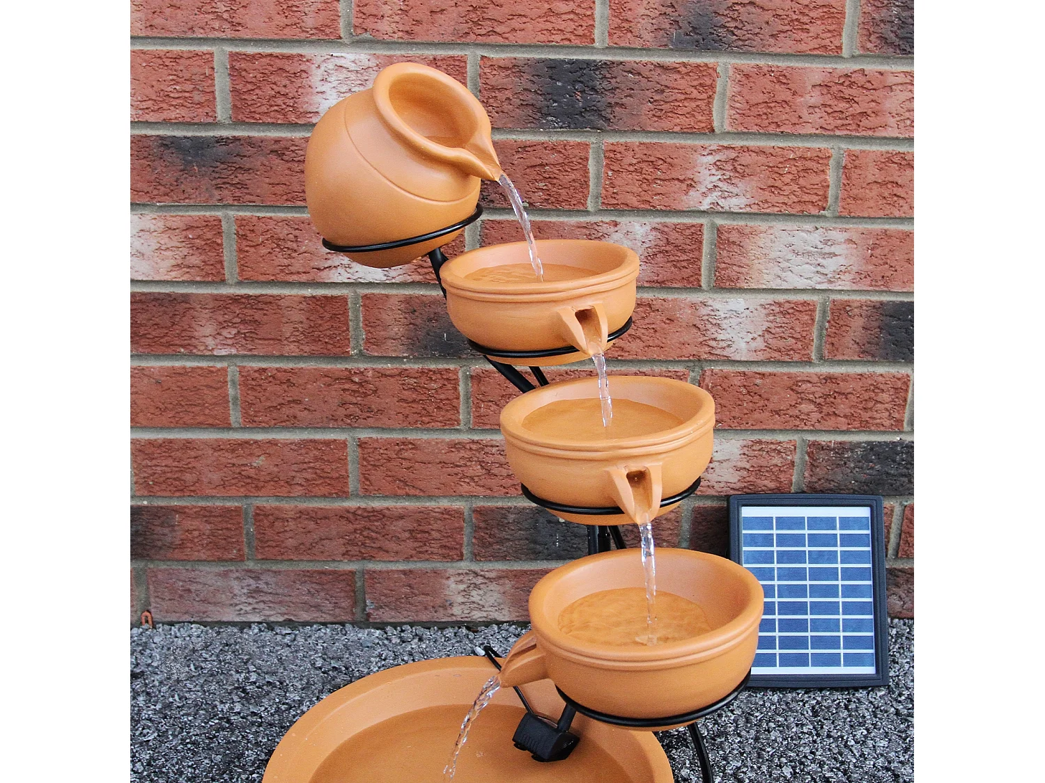 Solar Kaskadenbrunnen mit Akku - Terracotta