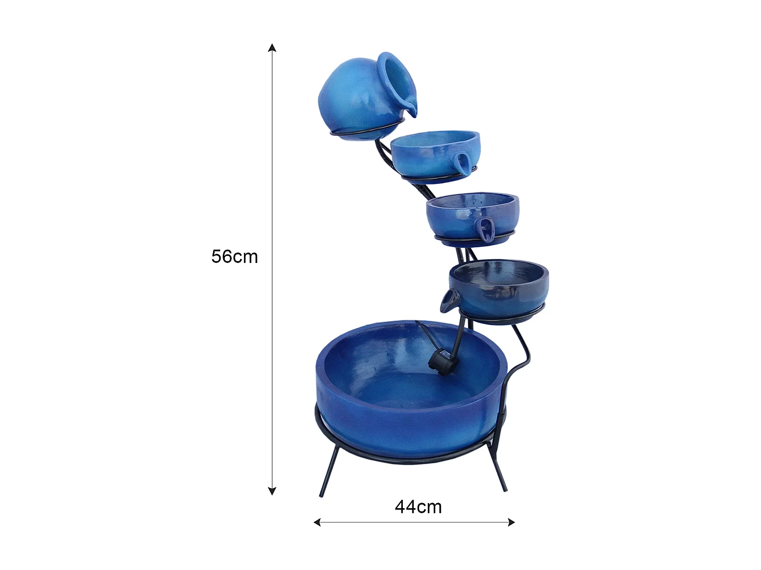 Fontaine Énergie Solaireà 4 Niveaux de Bols Renversants Bleu