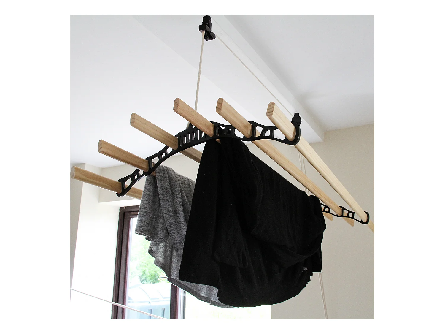 Etendoir à Linge Suspendu  - Noir- 2.4m