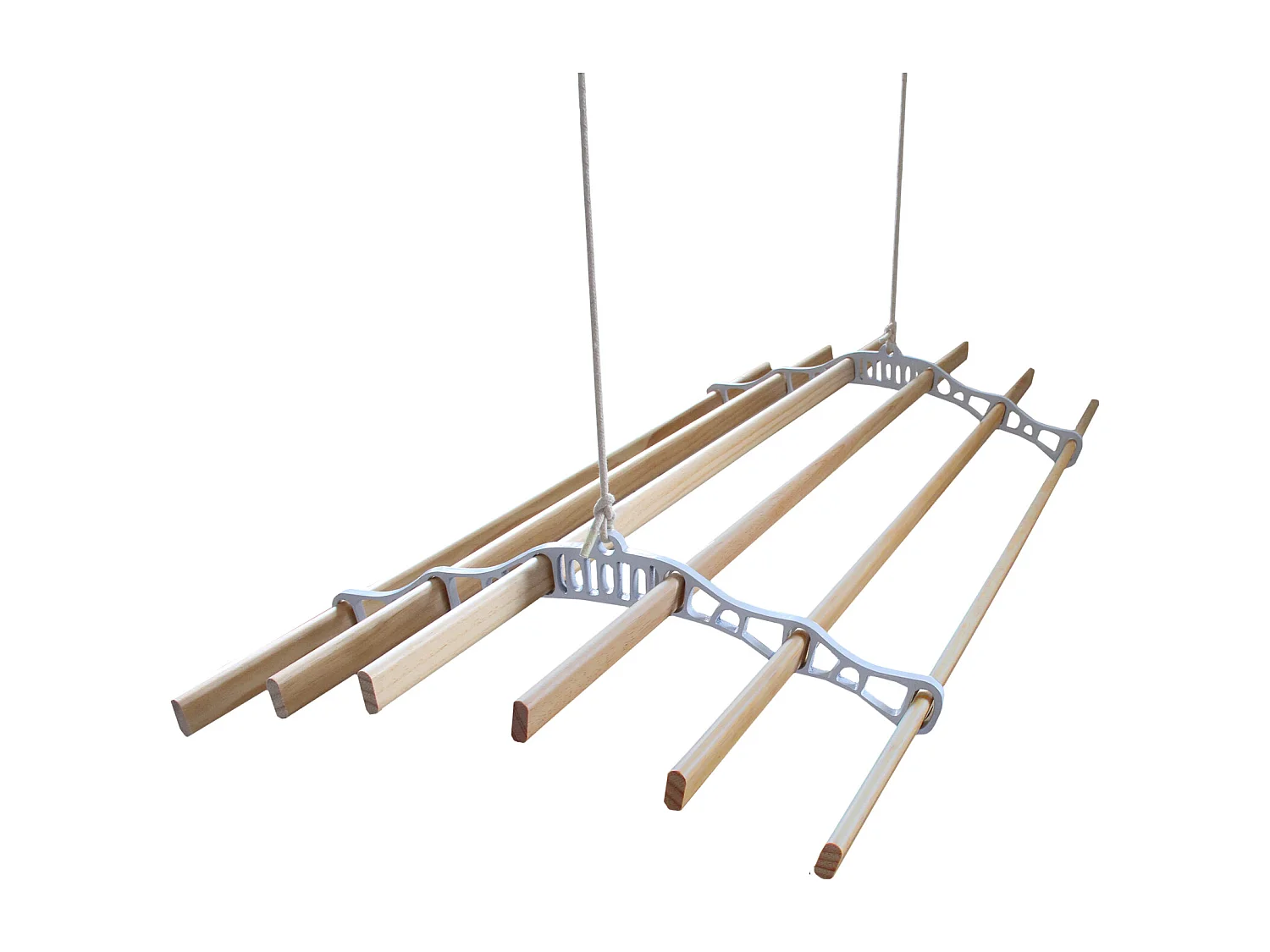 MonsterShop 1.5m Platzsparender 6 Kieferlatten Deckentrockner aus Holz Kleidertrockner Wäschetrockner Trockner Deckenwäschetrockner im Viktoranischer Stil -Weiß