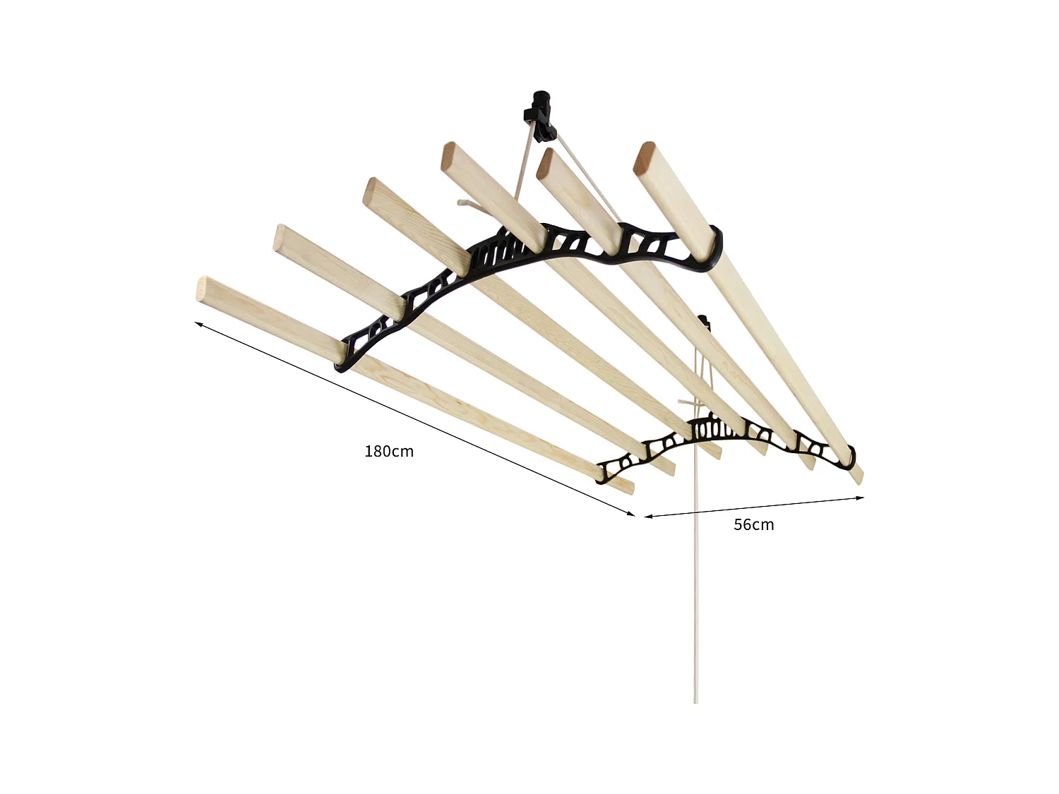 Droogrek ophangbaar plafond - zwart - 1.8 meter