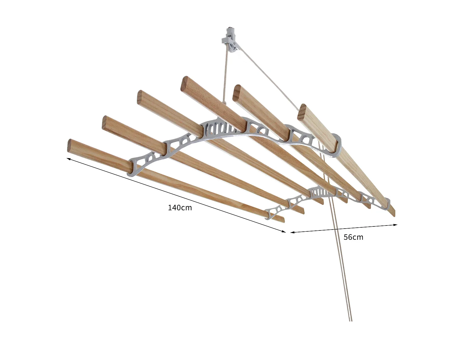 MonsterShop 1.4m Platzsparender 6 Kieferlatten Deckentrockner aus Holz Kleidertrockner Wäschetrockner Trockner Deckenwäschetrockner im Viktoranischer Stil -Weiß