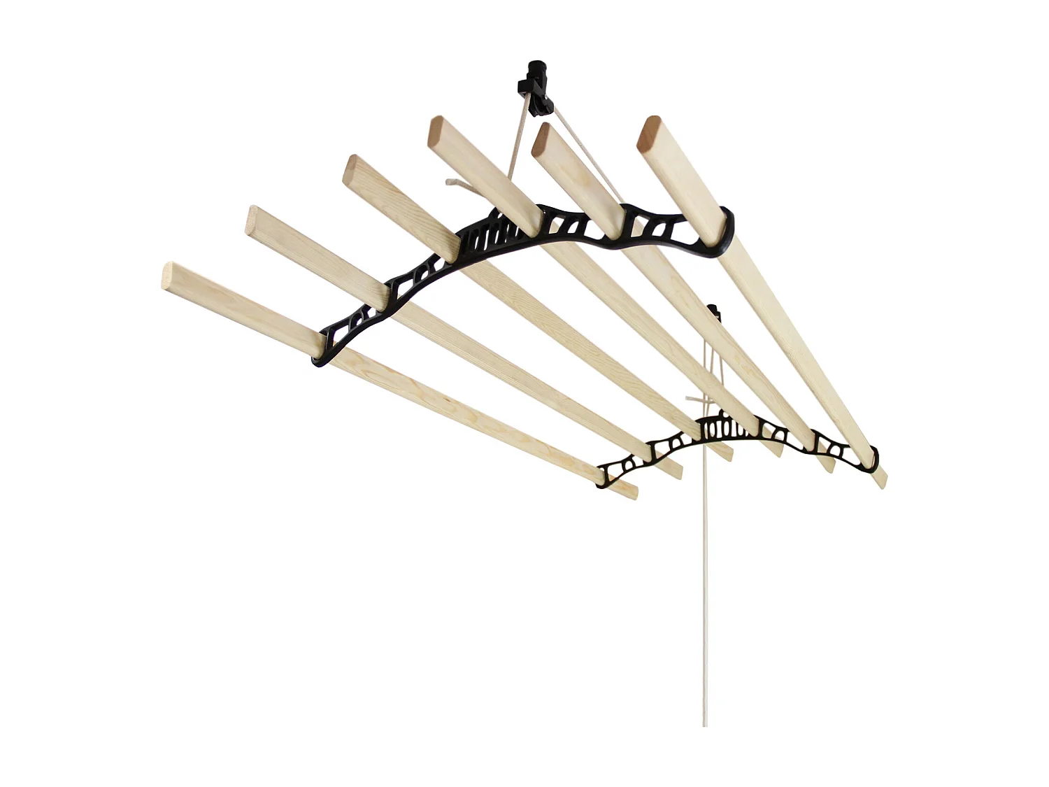 MonsterShop 2m Platzsparender 6 Kieferlatten Deckentrockner aus Holz Kleidetrockner Wäschetrockner Trockner Deckenwäschetrockner im Viktoranischer Stil -Schwarz