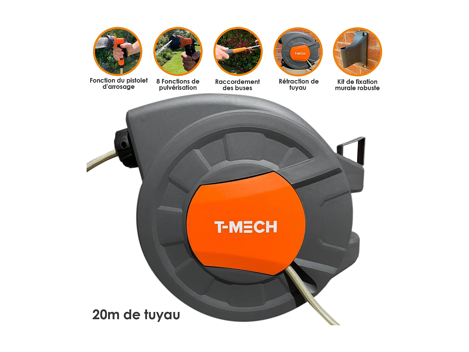 20m Gartenschlauch Trommel Wasserschlauchaufroller Schlauchaufroller Schlauchtrommel Automatik Wasserschlauch Garten