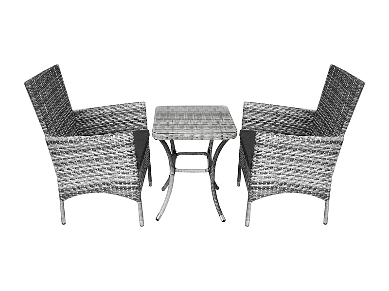 Gartenmöbel Set Bistroset Sitzgruppe Rattan Gartenset Essgruppe Stuhl Tisch Hellgrau Terassenmöbel Gartenmöbel