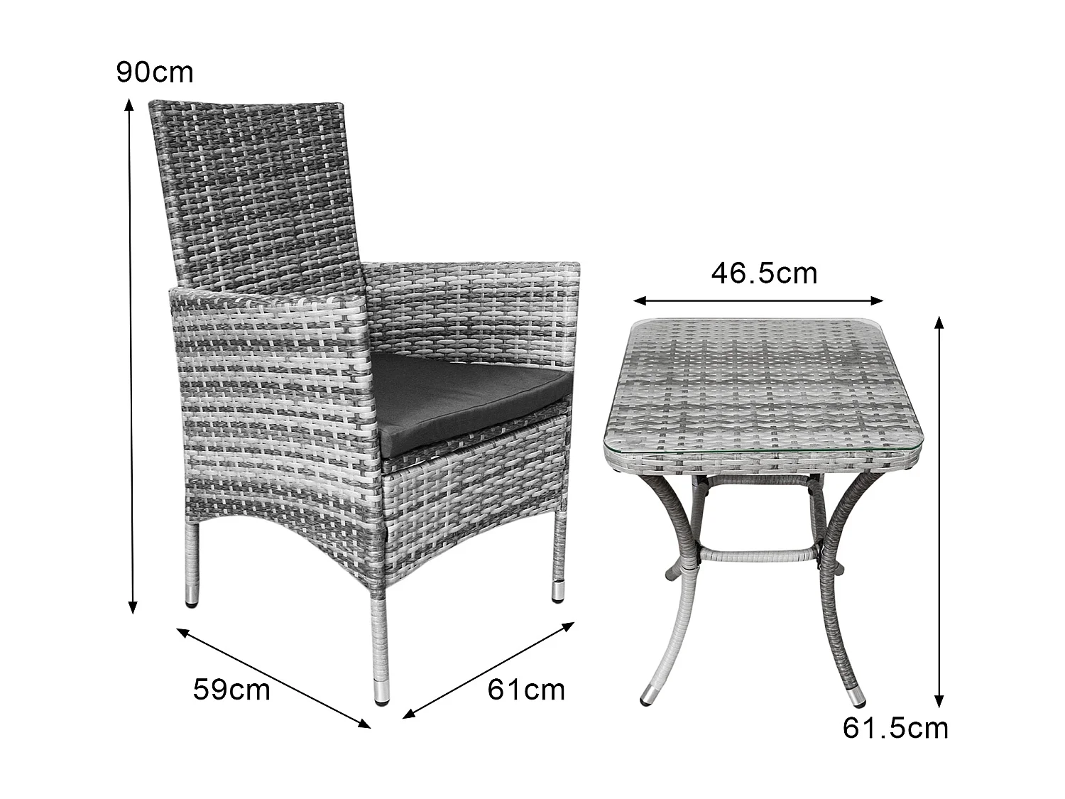 JardÃ­ Bistroset - Licht Grijs - 3-delig