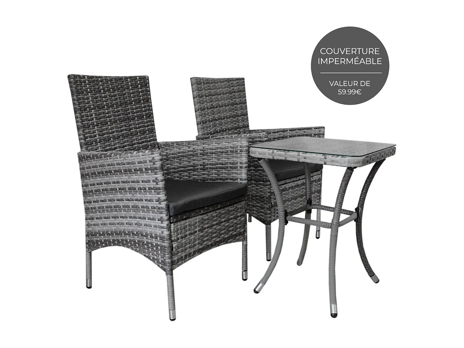 Jardí Set Bistro Rotin Gris