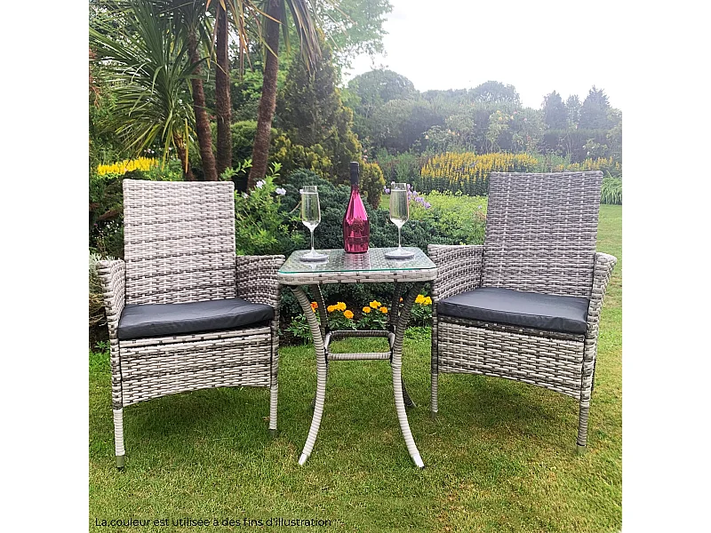 Jardí Set Bistro Rotin Gris