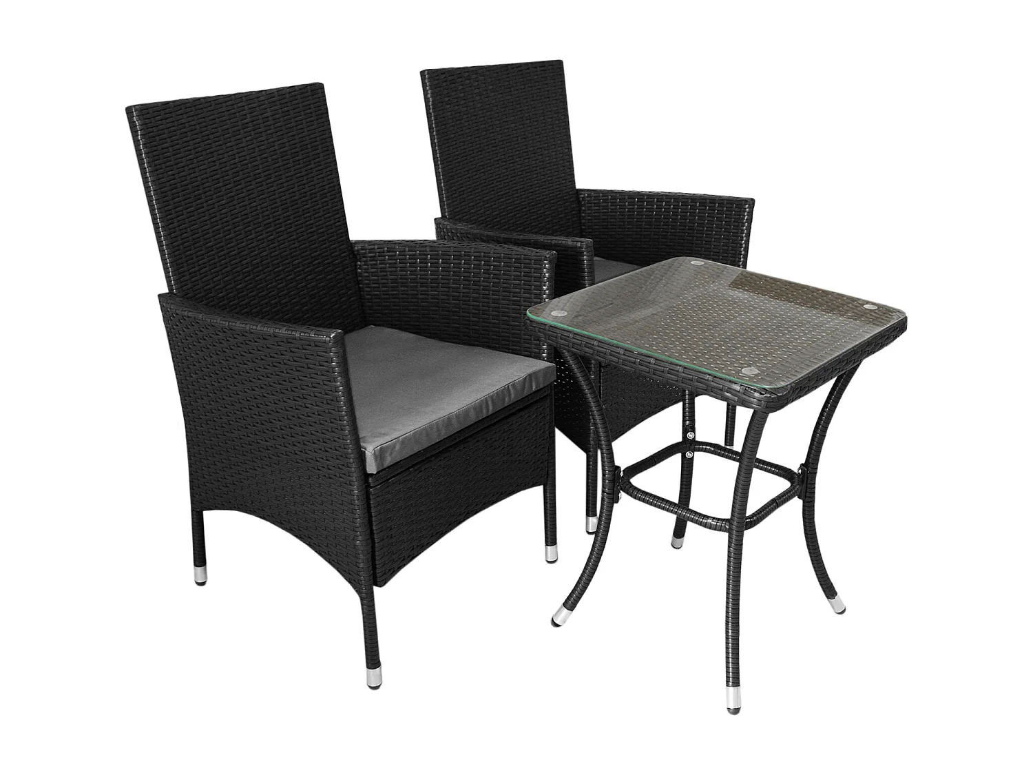 Gartenmöbel Set Bistroset Sitzgruppe Rattan Gartenset Essgruppe Stuhl Tisch Schwarz Terassenmöbel Gartenmöbel