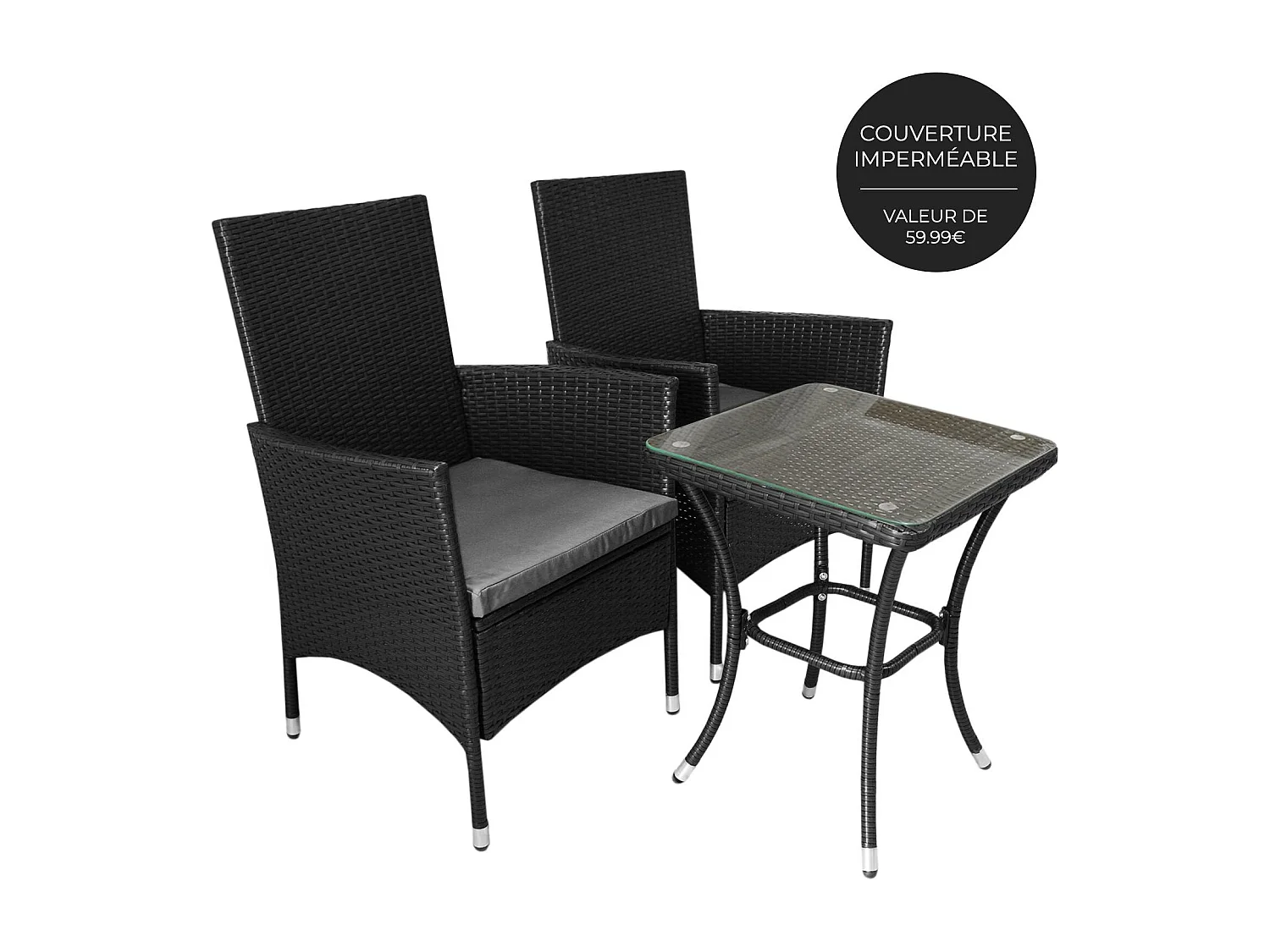 Jardí Set Bistro Rotin Noir