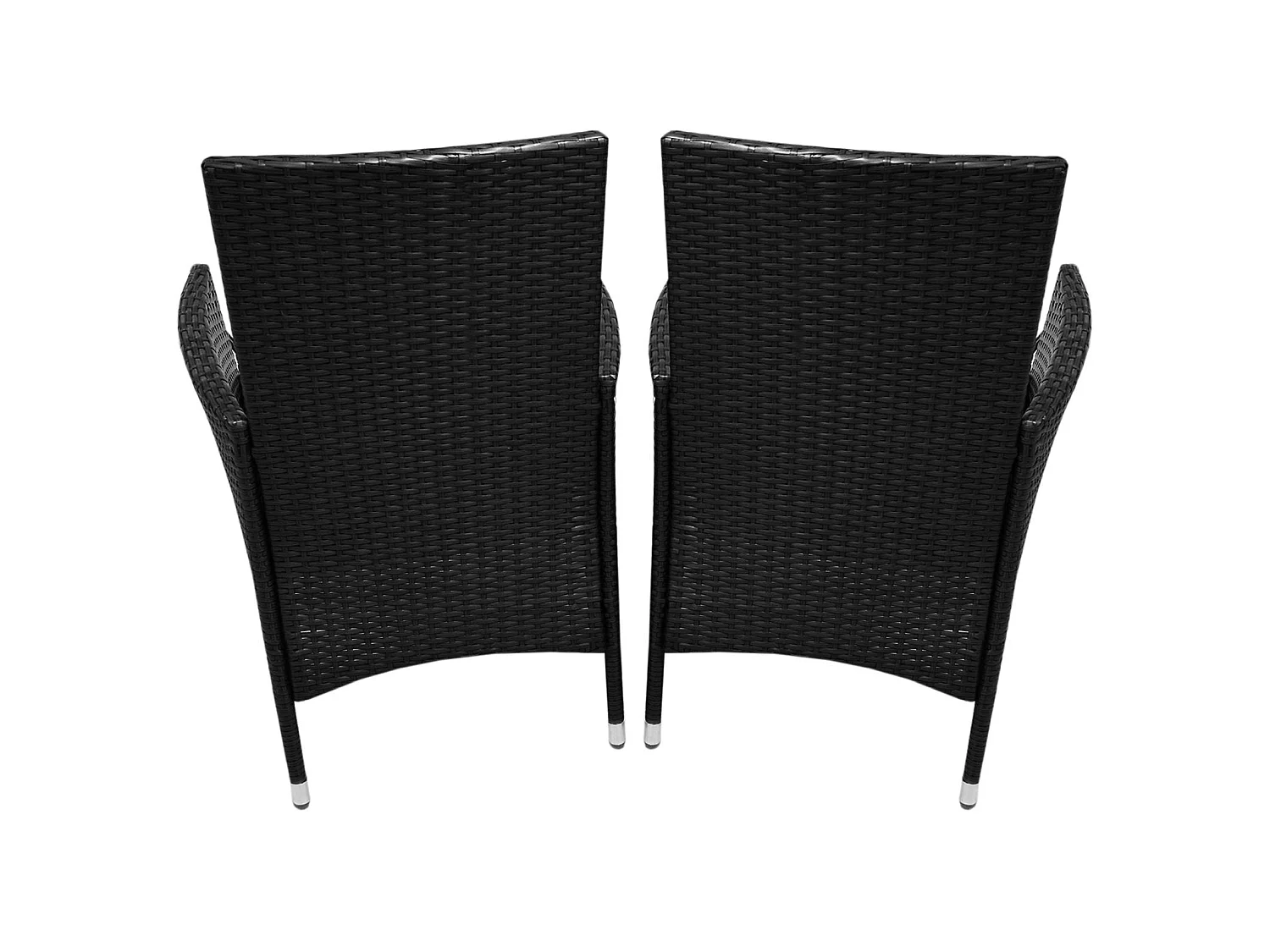 Jardí - Set Bistro da Giardino di Vimini Protezione Anti-UV con Tavolino e Due Poltron Sedie Copn Cuscini 5cm Copertura Anti-Pioggia 2 Posti - Nero