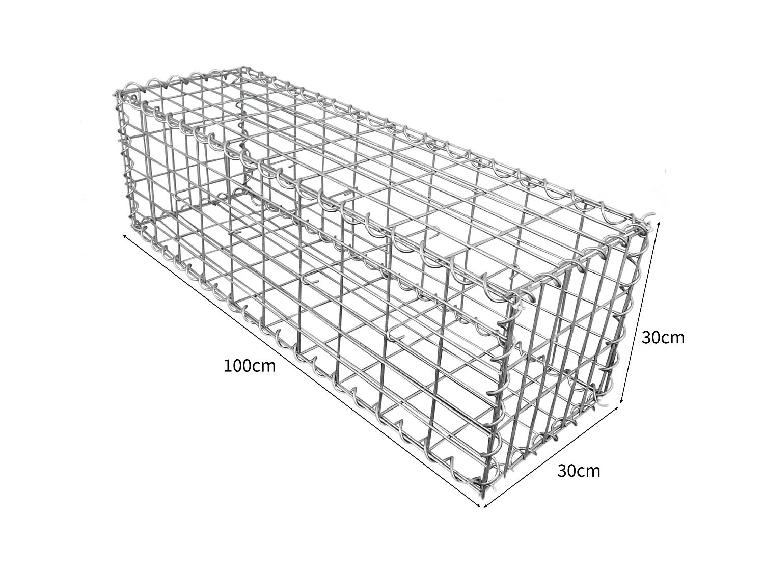 Lot de 3 Paniers de Gabions 100cm x 30cm x 30cm