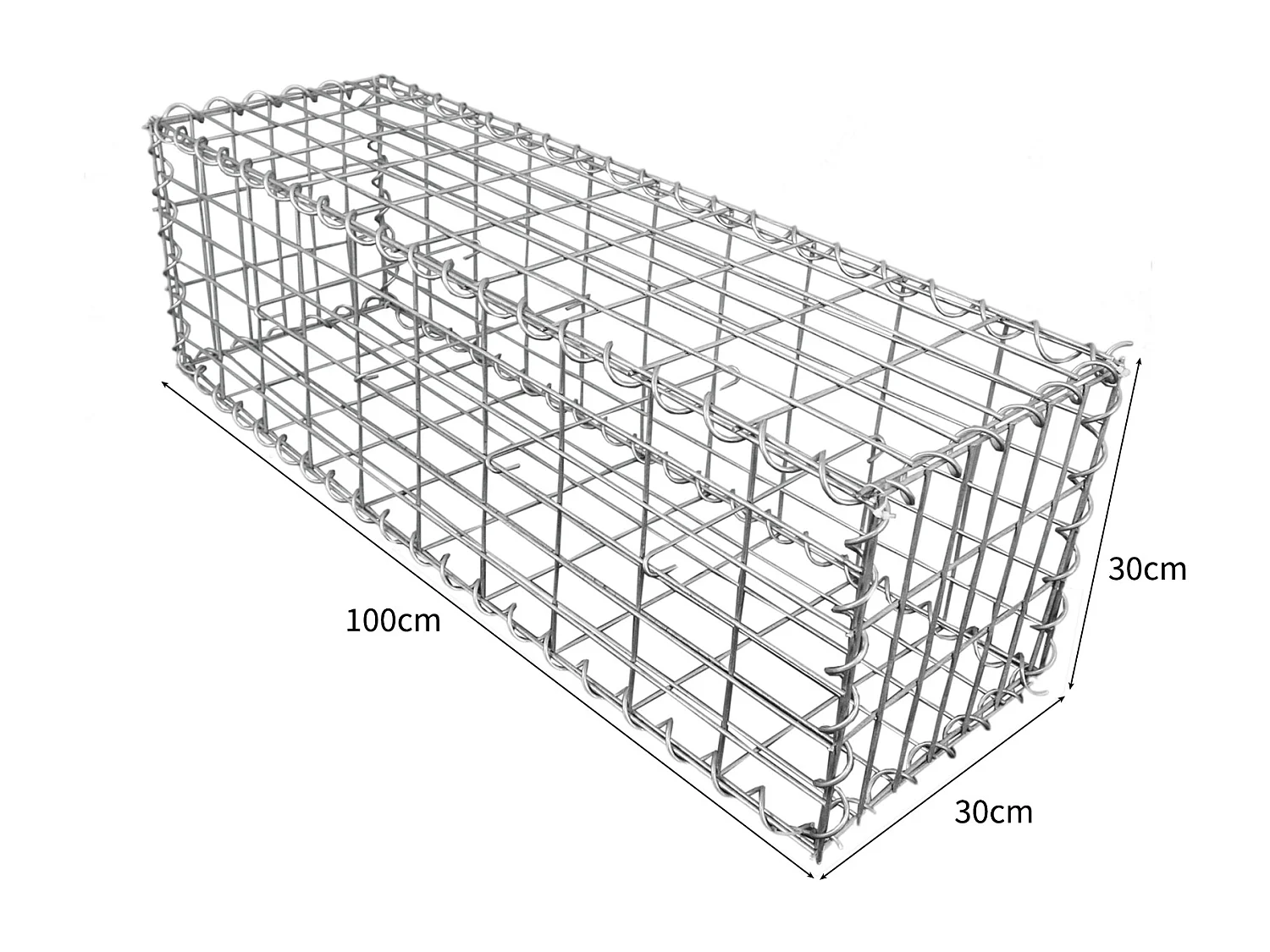 Lot de 3 Paniers de Gabions 100cm x 30cm x 30cm