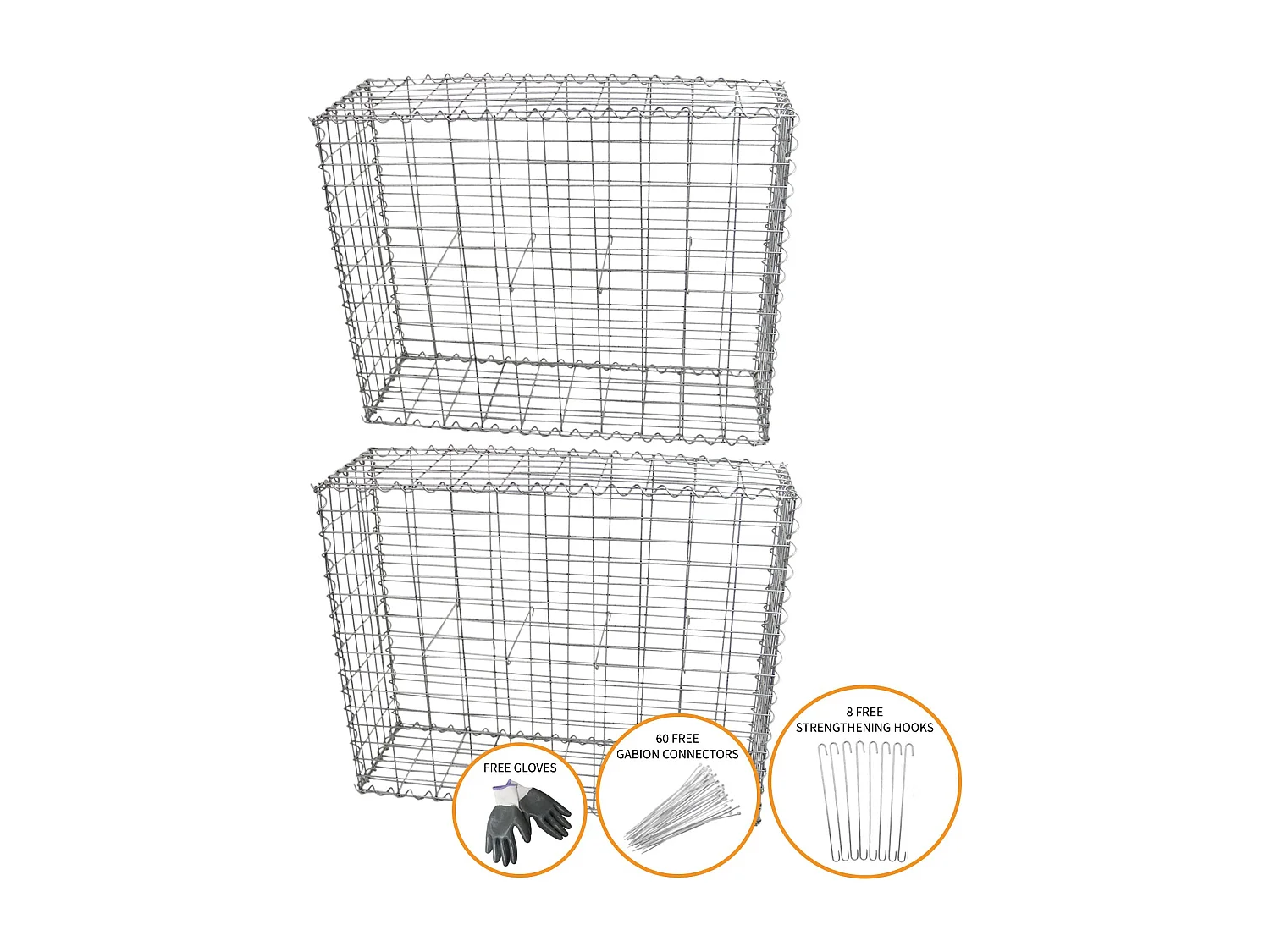 MonsterShop Lot de 2 Paniers de Gabions 100cm x 80cm x 30cm