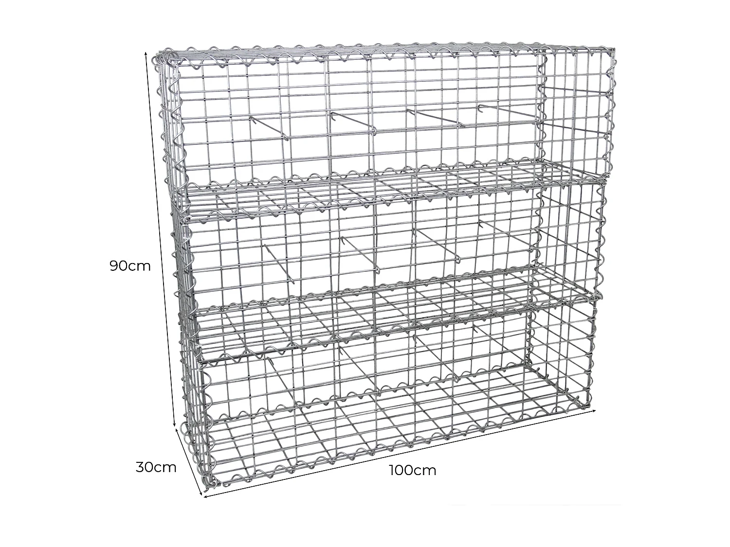 Lot de 6 Paniers de Gabions 100cm x 30cm x 30cm
