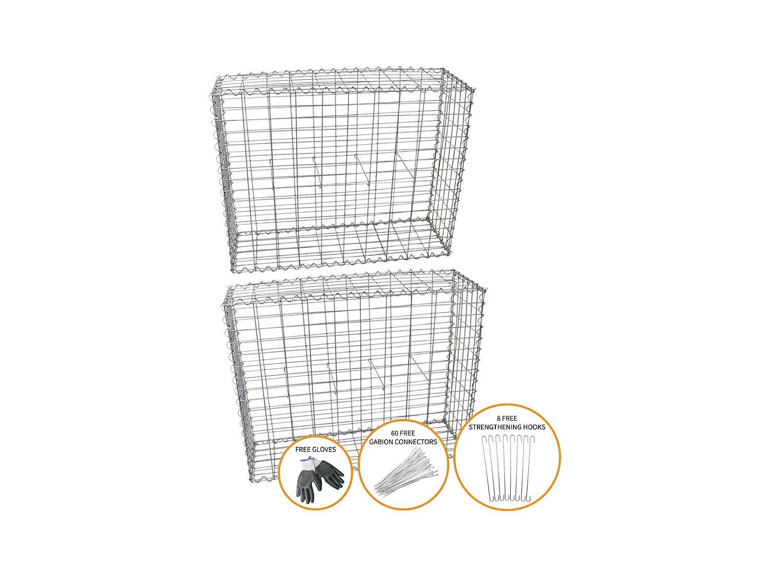 MonsterShop Lot de 2 Paniers de Gabions 100 x 95 x 30cm