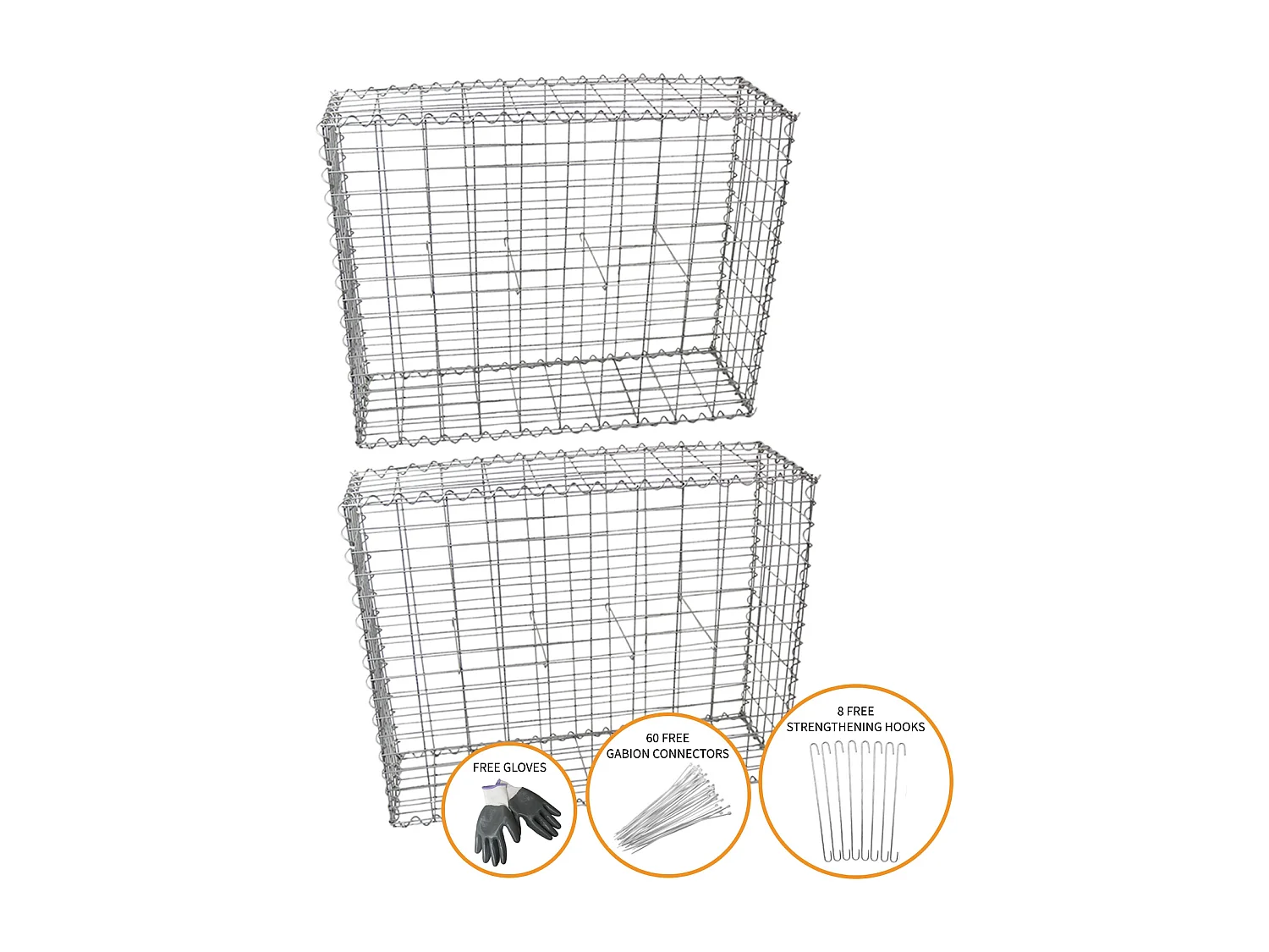 MonsterShop Lot de 2 Paniers de Gabions 100 x 95 x 30cm